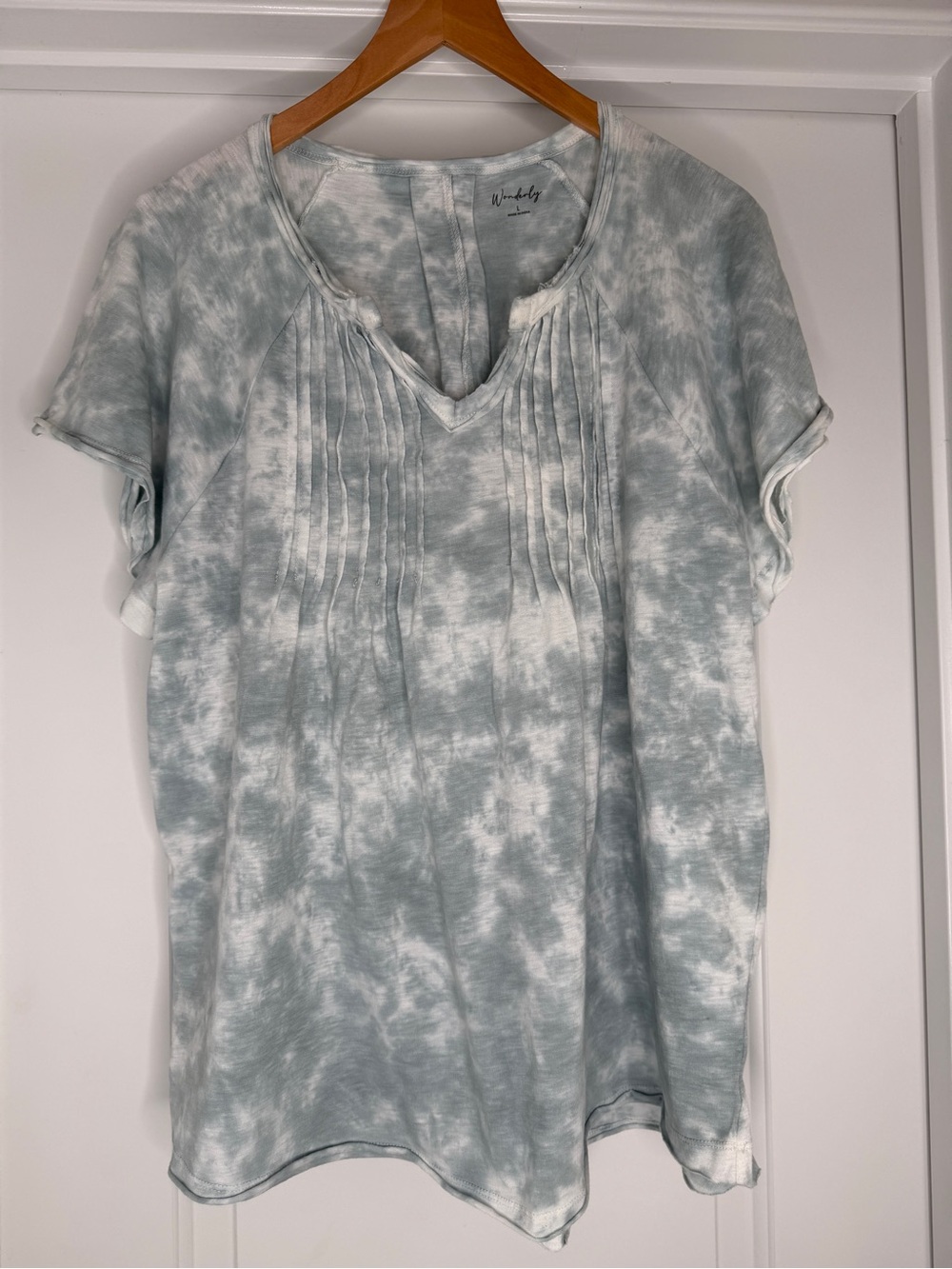 Wonderly Women’s Tie-Dye Pintuck Short Sleeve Top, Sz.L - Picture 2 of 13